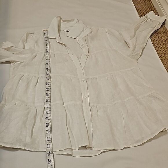 ZARA LINEN TIERED BLOUSE SIZE M - Picture 6 of 10
